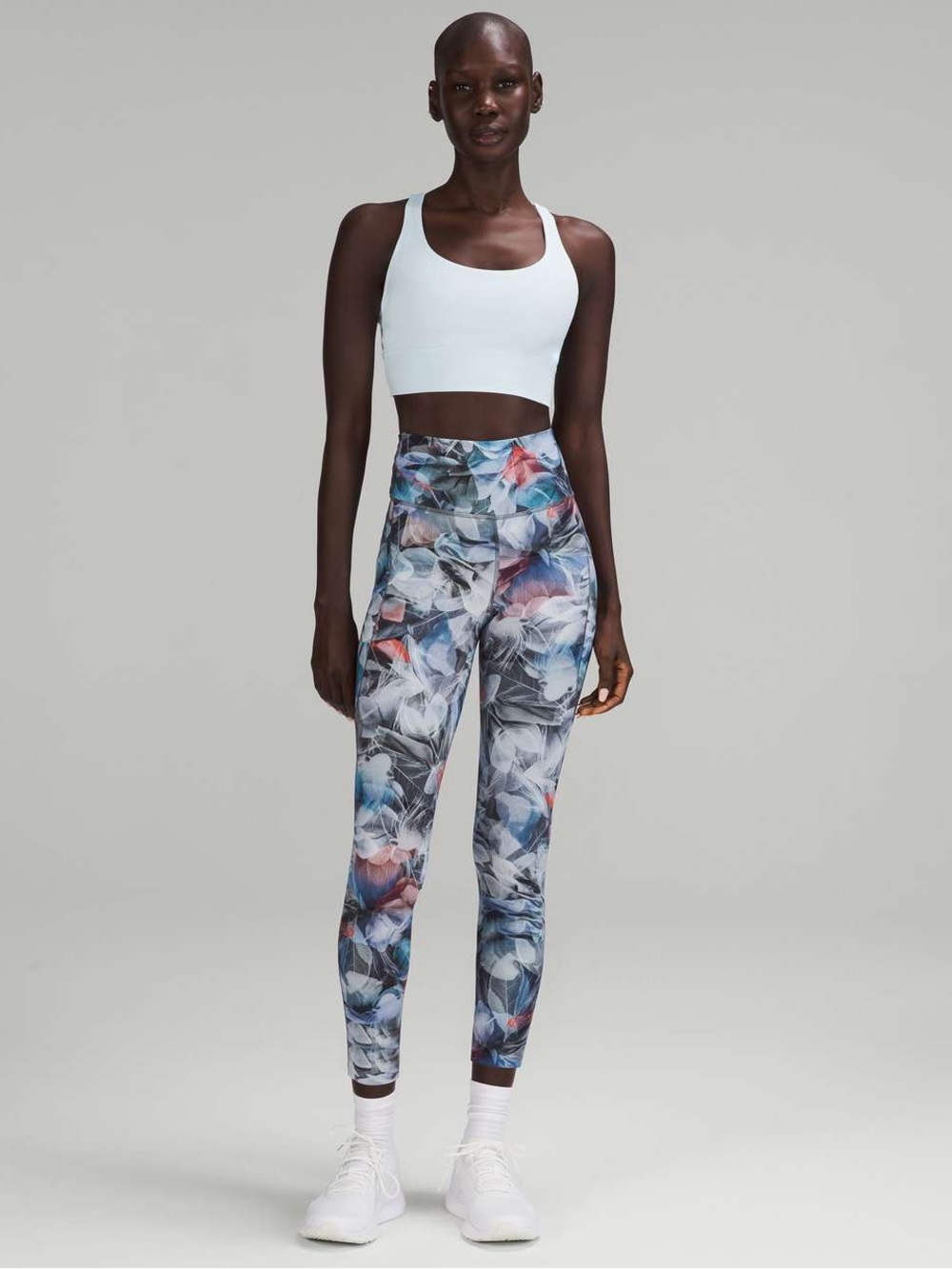 lululemon athletica Floral Print High-Rise Leggings in Blue & Pink Accents